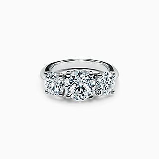 Tiffany Three Stone Engagement Ring in Platinum