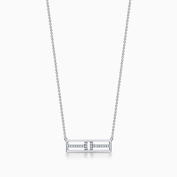 diamond horizontal bar pendant necklace