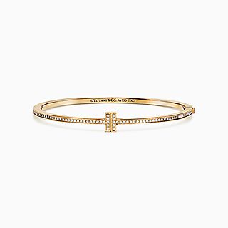 Tiffany T:Pulsera delgada de diamantes con bisagra