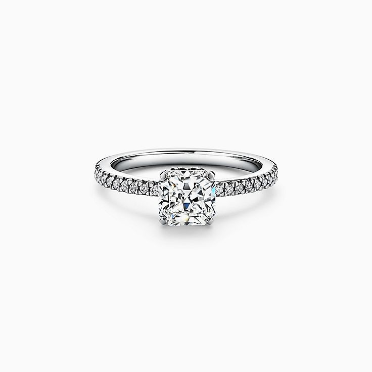 Tiffany True® Engagement Ring with a Tiffany True® Diamond and a Platinum Diamond Band