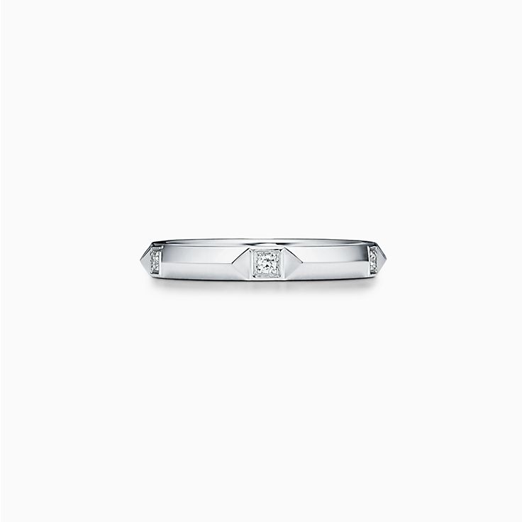 Argolla Tiffany True en platino con diamantes 2.5 mm de ancho