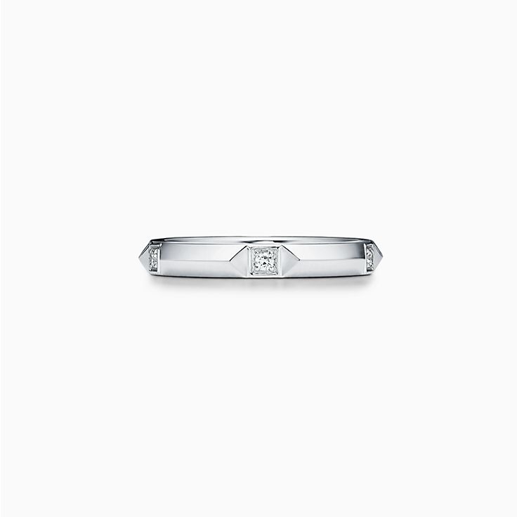 Tiffany True® band ring in platinum with diamonds, 2.5 mm wide ...