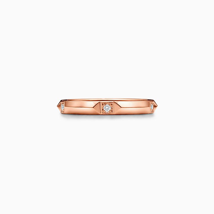 Tiffany True® band ring in 18k rose gold with diamonds, 2.5 mm