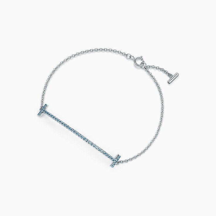 Tiffany T Smile Chain Bracelet in White Gold with Blue Topaz Tiffany T Smile Chain Bracelet in White Gold with Blue Topaz