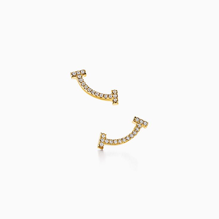 Tiffany T Smile Earrings in Gold with Diamonds | Tiffany & Co. US