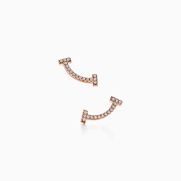 Tiffany T Smile Earrings in Rose Gold with Diamonds | Tiffany & Co. US