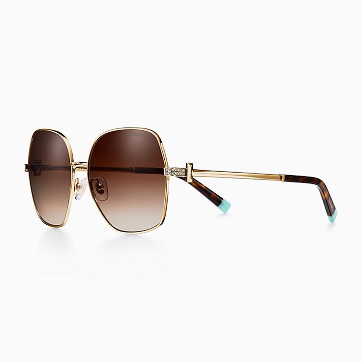 Tiffany T Sunglasses in Pale Gold-coloured Metal with Gradient 