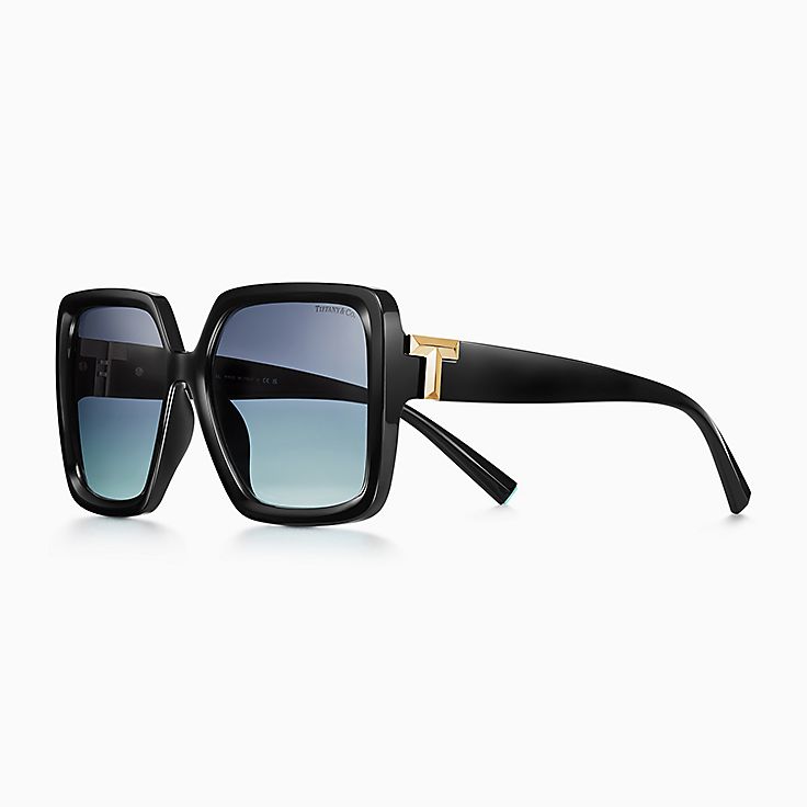 Tiffany T Sunglasses in Black Acetate with Tiffany Blue™ Lenses