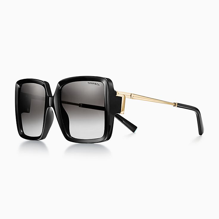 Tiffany T Sunglasses in Black Acetate with Gray Gradient Lenses 