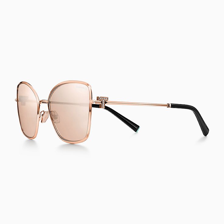 Tiffany T Sunglasses in Rose Gold-colored Metal with Rose Gold