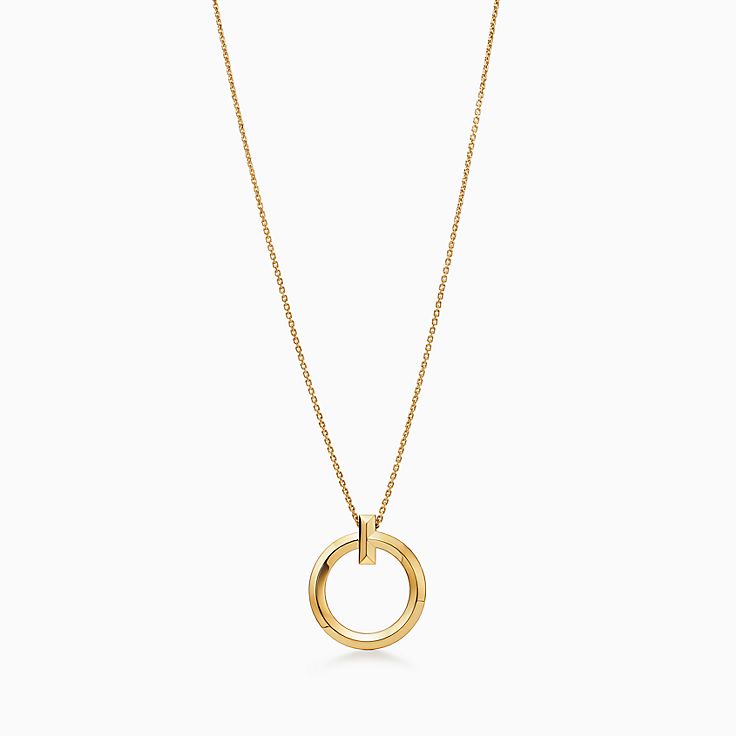 Tiffany Edge Circle Pendant in Platinum and Yellow Gold with Diamonds,  Large | Tiffany & Co.
