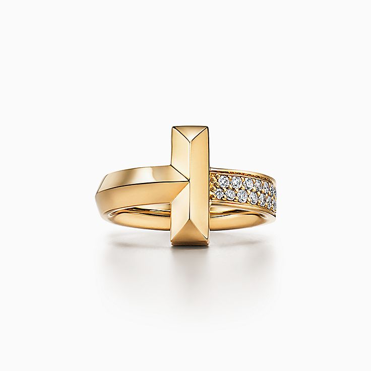 Tiffany T T1 Ring in Yellow Gold with Diamonds | Tiffany & Co. UK