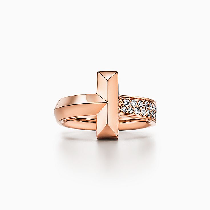 Tiffany T T1 Ring in Rose Gold with Diamonds | Tiffany & Co. US