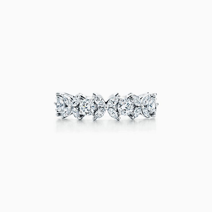 Speciaal injecteren Mail Tiffany Victoria® Platinum and Diamond Alternating Ring | Tiffany & Co.