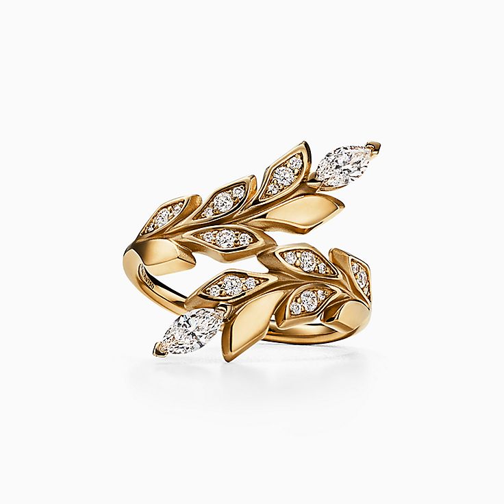 Tiffany Victoria® Vine Bypass Ring in Yellow Gold with Diamonds | Tiffany u0026  Co.