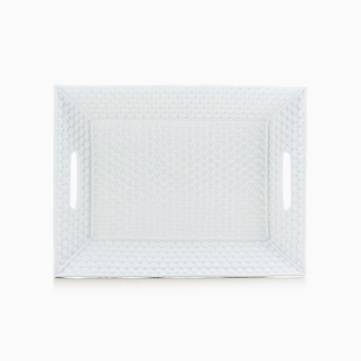 Tiffany Weave Rectangular Tray In Fine English Bone China With Handles Tiffany Co