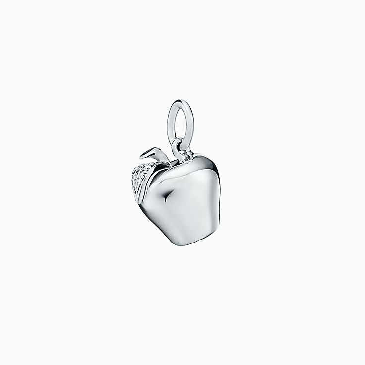 Apple charm in sterling silver on a chain. | Tiffany & Co.