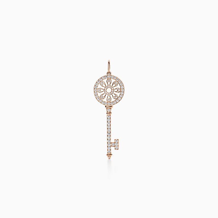 素材K18ピンクゴールドティファニー Tiffany & Co. ネックレス ペタル キー ミディアム GRP11813 フル ダイヤモンド K18PG