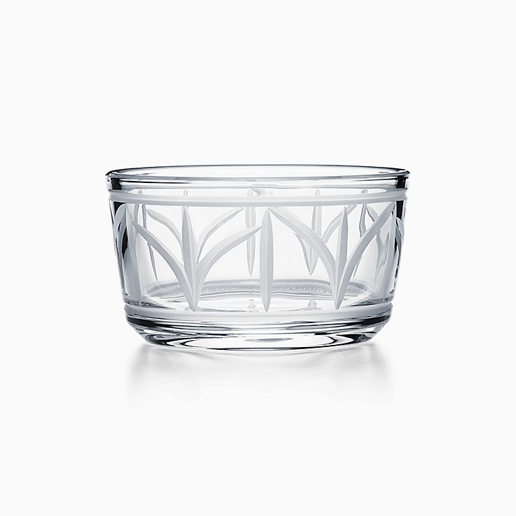 Crystal Glass Square Bowl with Authentic Silver Leaf Pattern 
