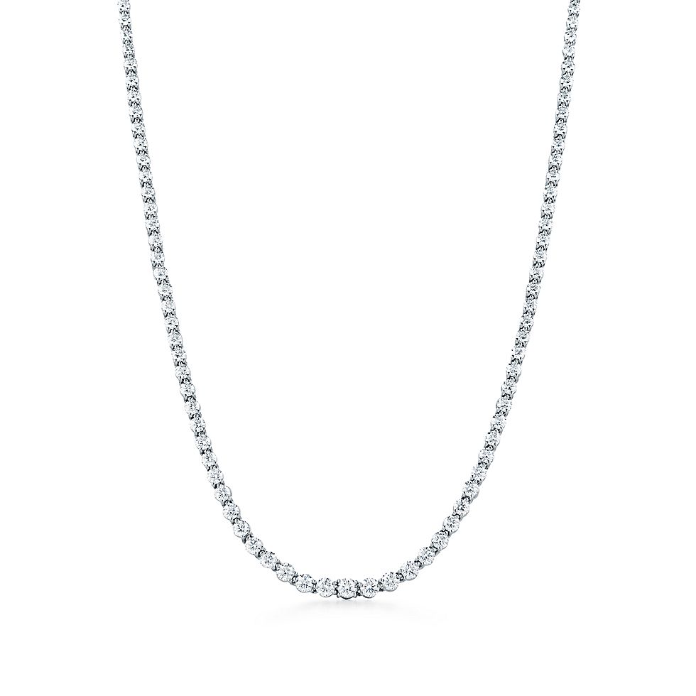 Tiffany Victoria® graduated line necklace in platinum with 