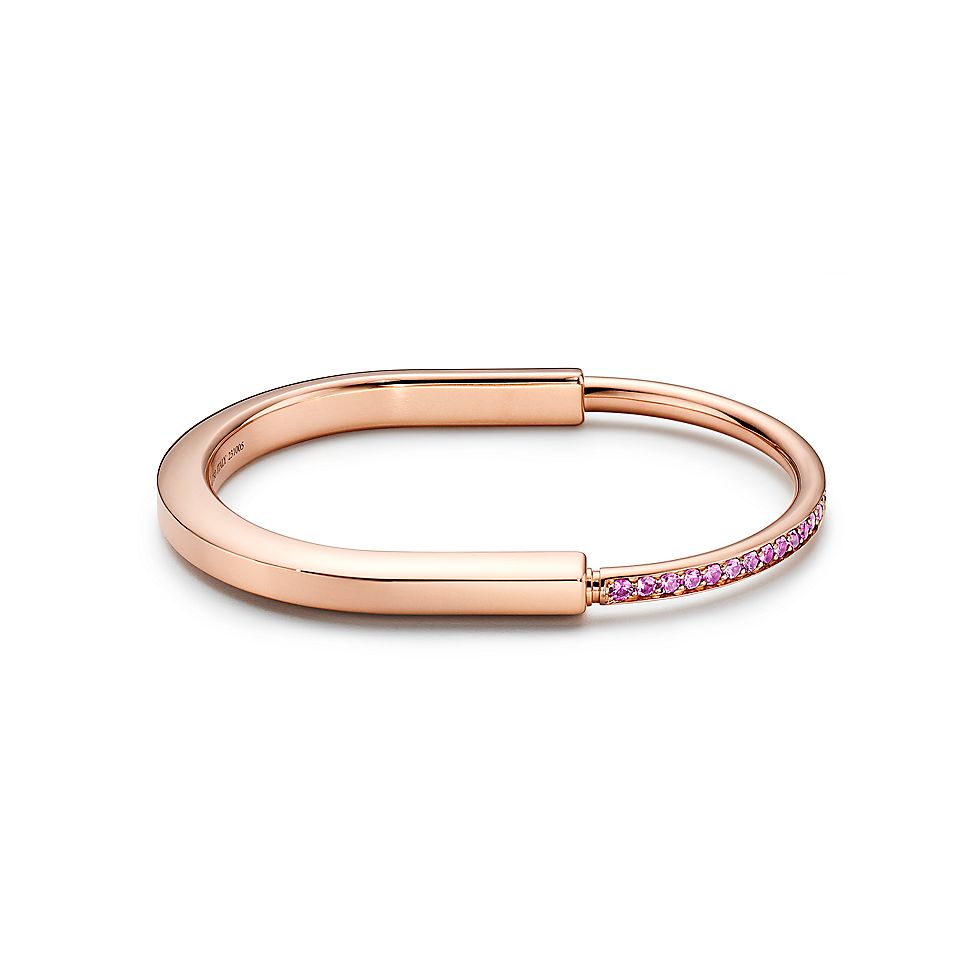 Tiffany Lock Bangle in Rose Gold with Pink Sapphires | Tiffany