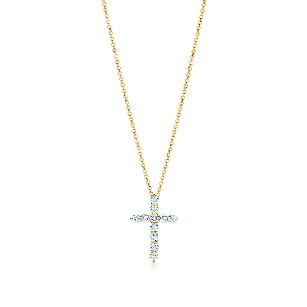 Cross Pendant In 18k Gold With Diamonds Small Tiffany Co