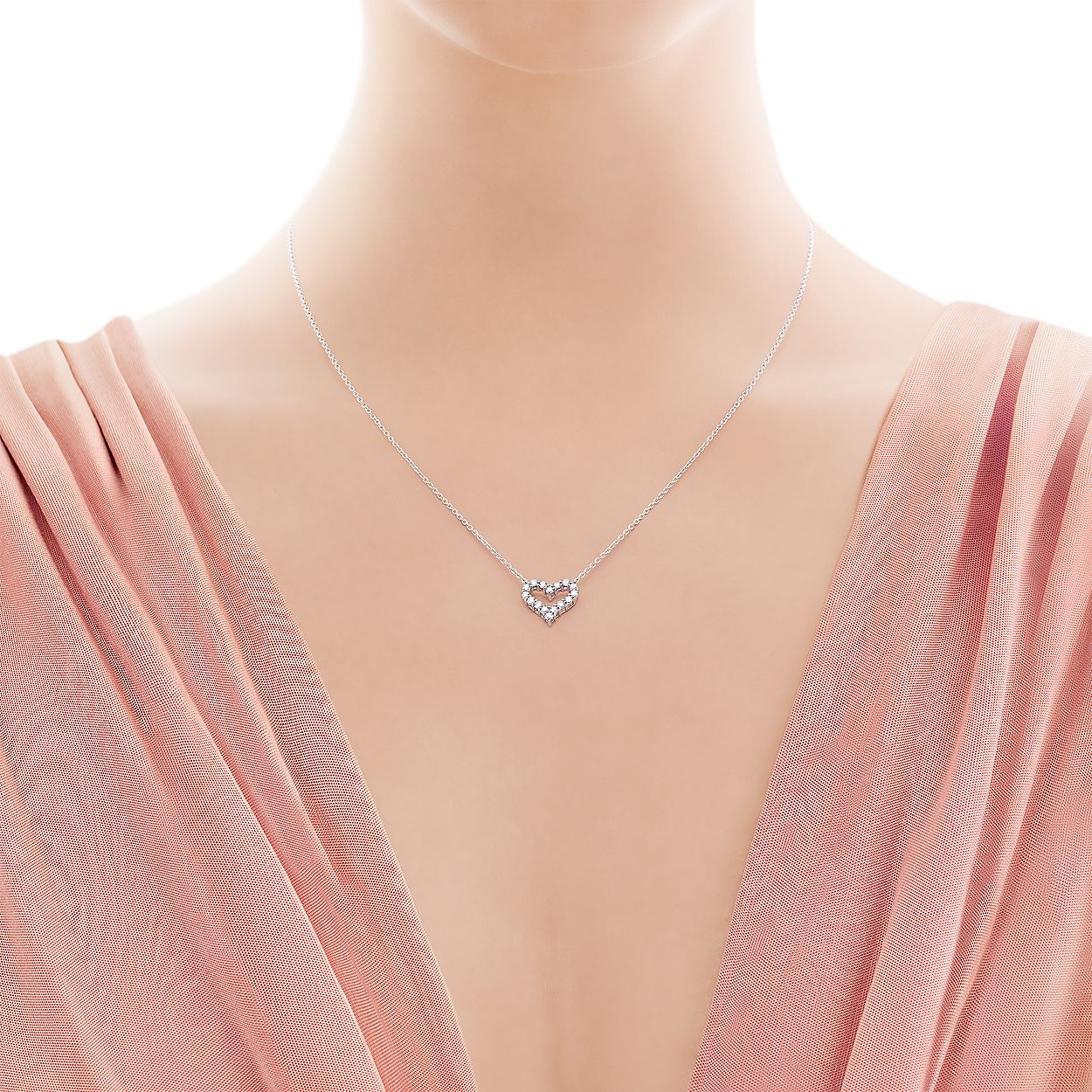 Pendant In Platinum With Diamonds Mini Tiffany Co Diamond Heart Pendant
