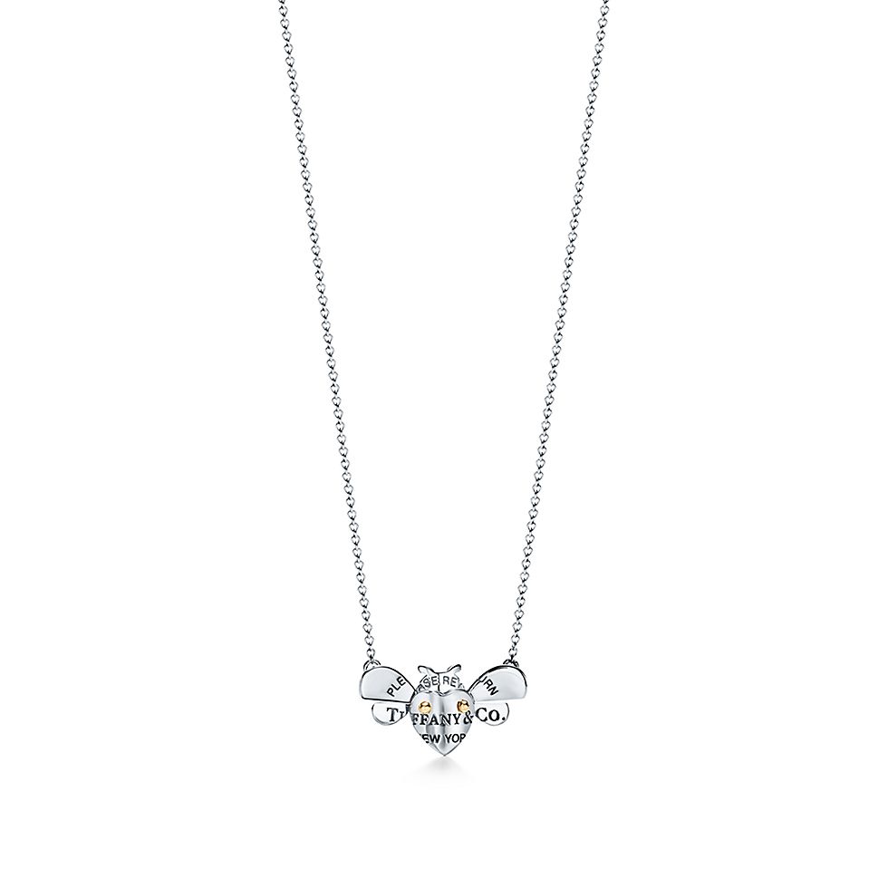 Bee Pendant In Sterling Silver And 18k Gold - Tiffany Bee Pendant Necklace Bee Pendant In Sterling Silver And 18k Gold - Tiffany Bee Pendant Necklace