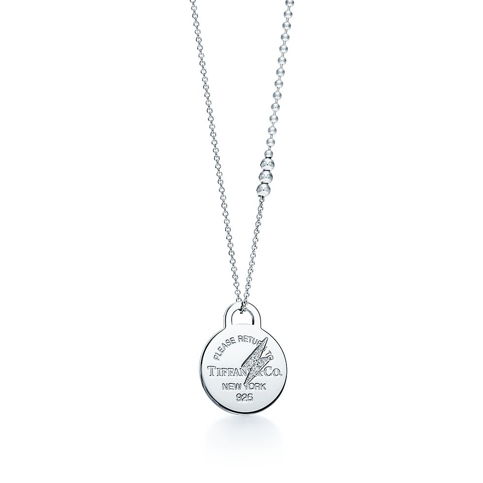 Return To Tiffany Etched Lightning Bolt Pendant In Silver With Return To Tiffany Etched Lightning Bolt Pendant In Silver With Diamonds Co