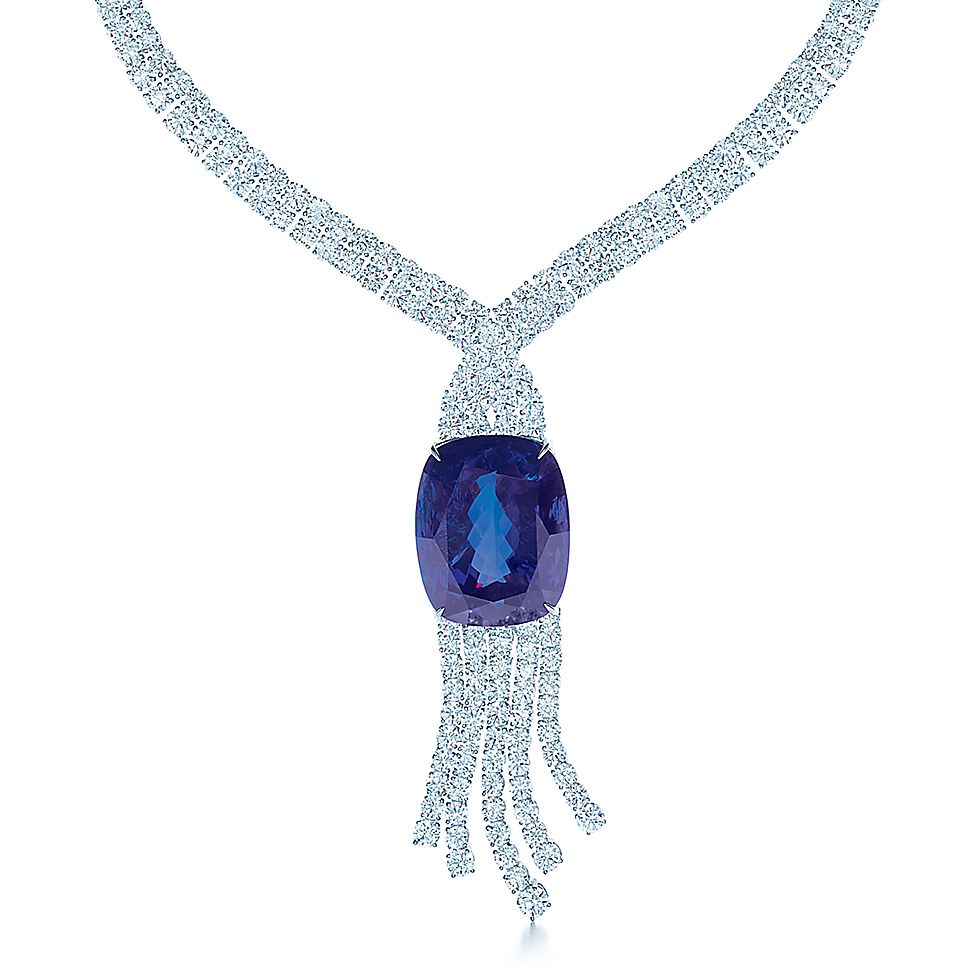 Necklace In Platinum With A 178 07 Carat Tanzanite And Diamonds Tiffany Anniversary Tanzanite Necklace