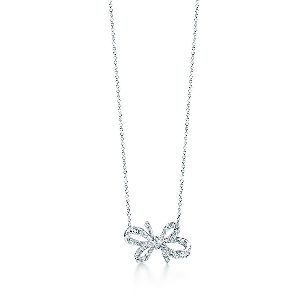 Tiffany Bow Ribbon Pendant In Platinum With Diamonds Co