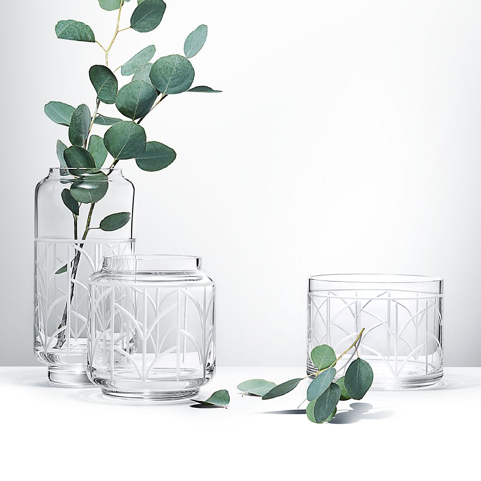 Wheat Leaf Wide Cylinder Vase In Crystal Glass Tiffany Co