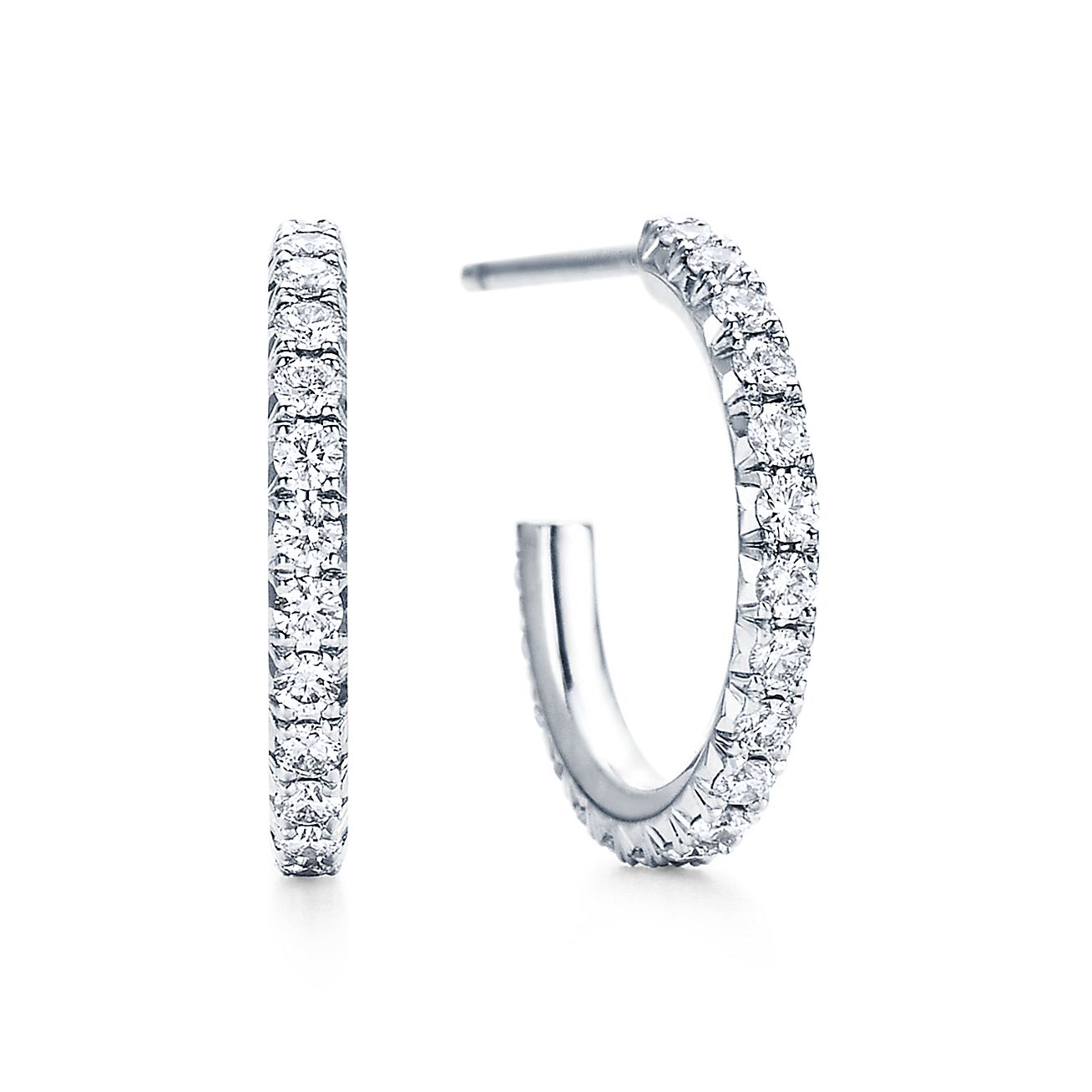 ティファニー メトロ フープ ピアス スモール ダイヤモンド 18kホワイトゴールド Tiffany Co