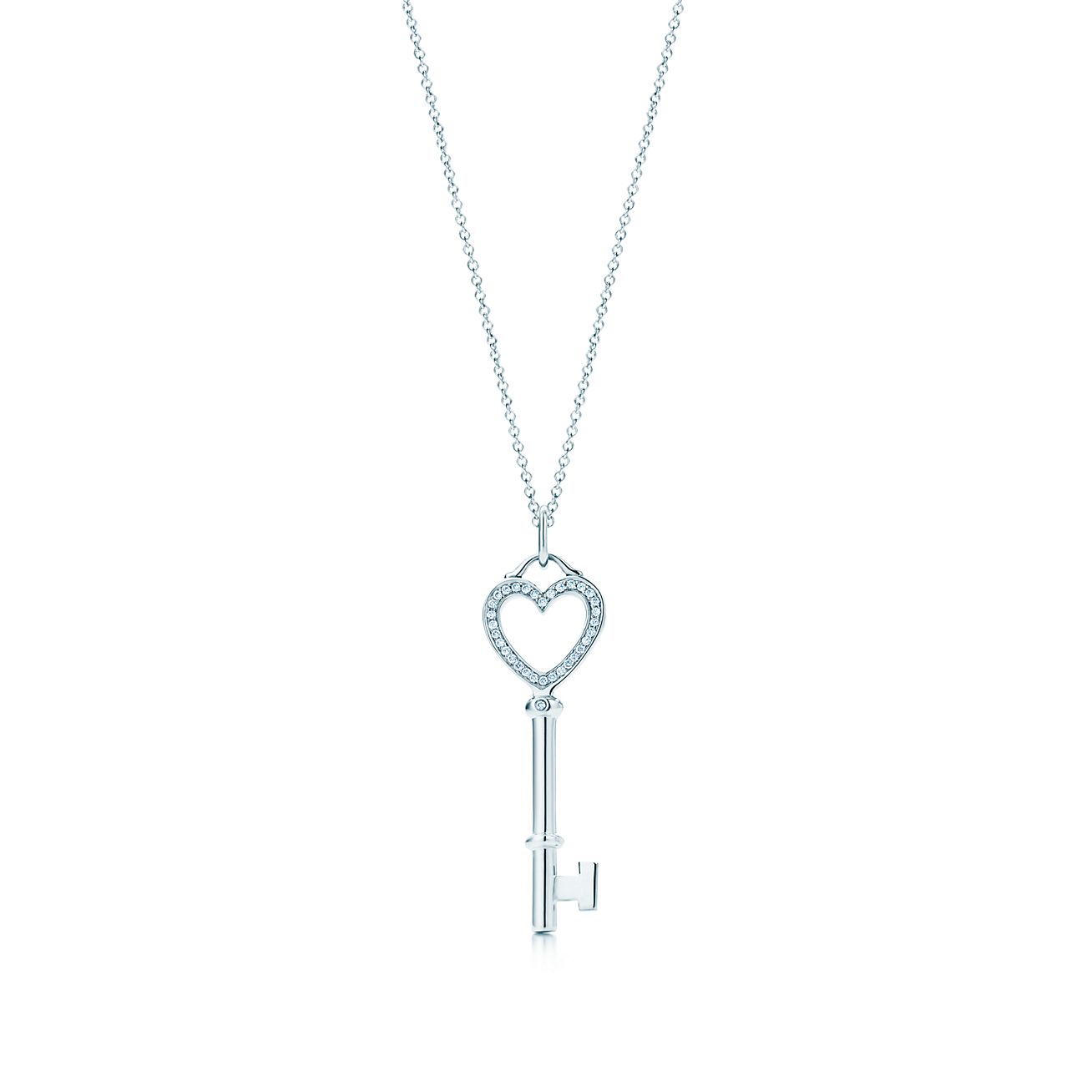 ティファニー キー ハート キー ペンダント ミディアム ダイヤモンド 18kホワイトゴールド Tiffany Co