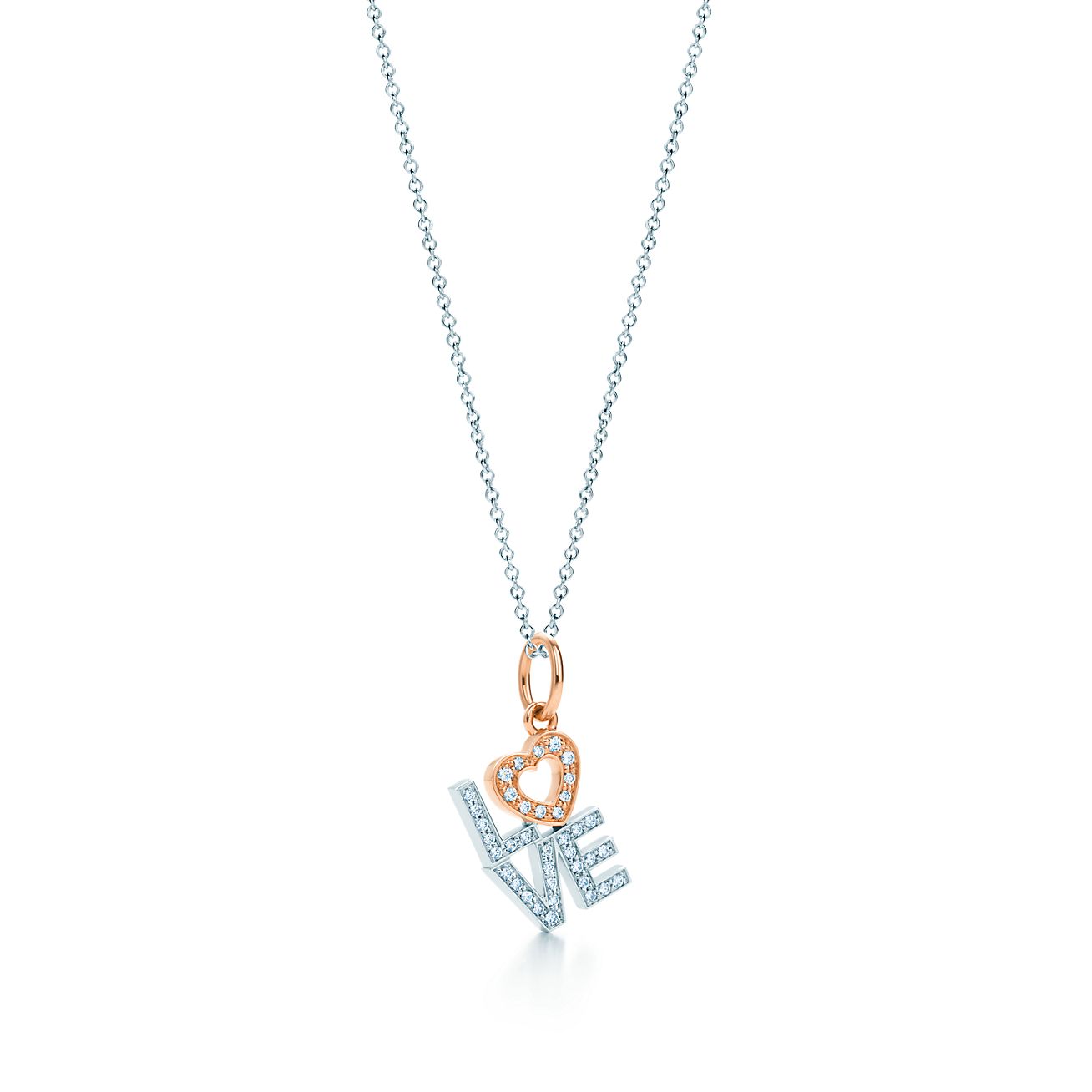 ラブ チャーム ペンダント ダイヤモンド 18kホワイト ローズゴールド Tiffany Co