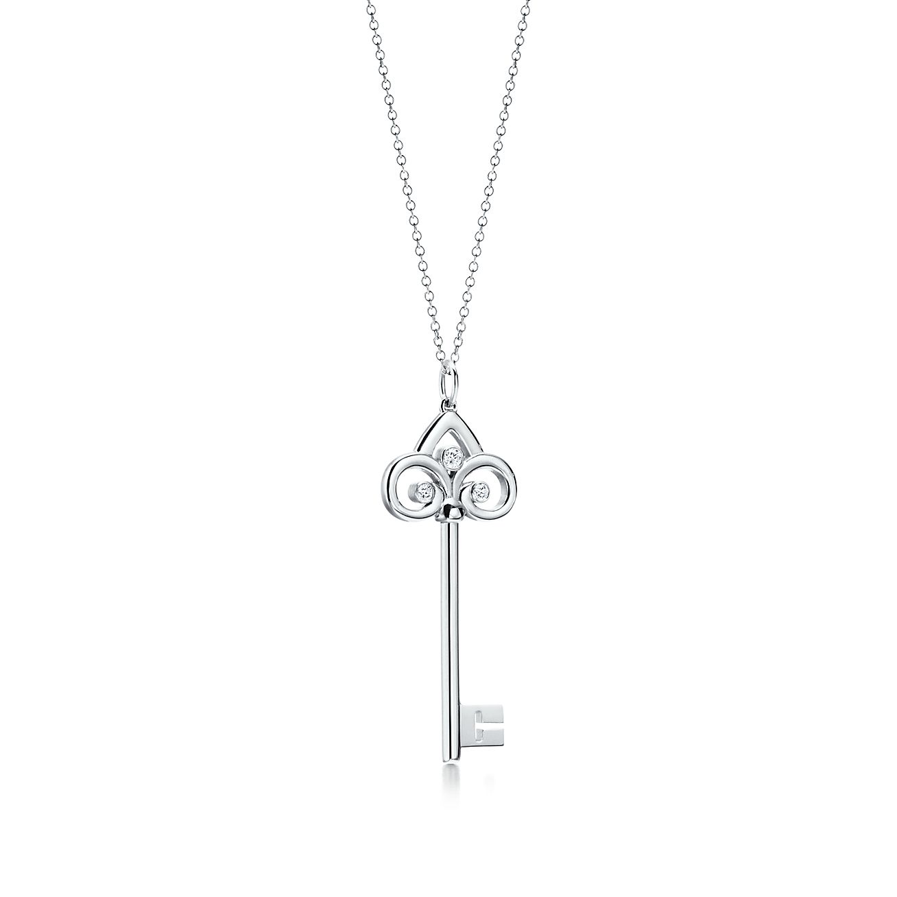 ティファニー キー フルール ド リス キー ペンダント ミディアム ダイヤモンド 18kホワイトゴールド Tiffany Co