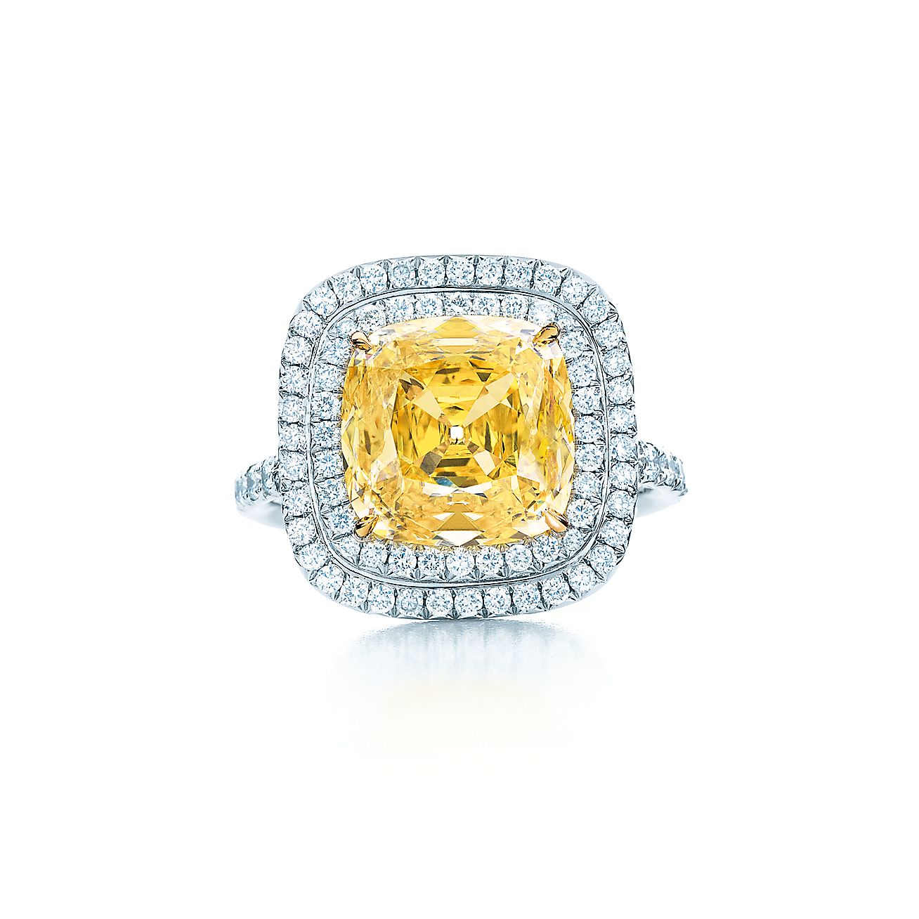 スクエア イエロー ダイヤモンド リング ホワイト ダイヤモンド 18kゴールド プラチナ Tiffany Co