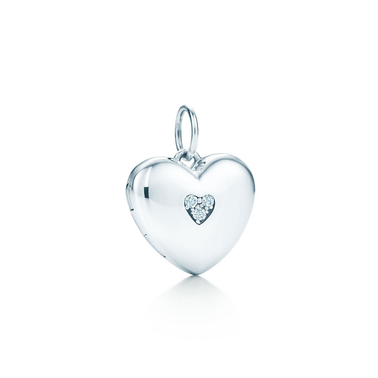 純銀鑲鑽石心形盒式吊墜，小號。| Tiffany \u0026 Co.
