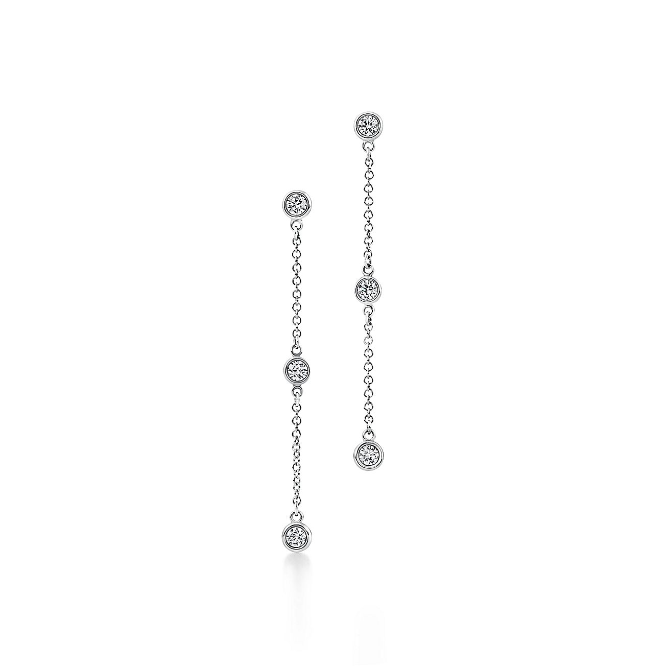ダイヤモンド バイ ザ ヤード™ ドロップ ピアス プラチナ | Tiffany & Co