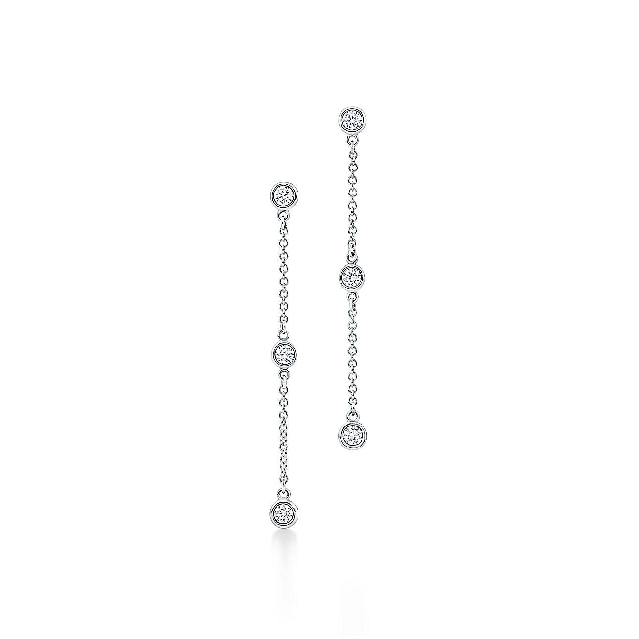 ダイヤモンド バイ ザ ヤード™ ドロップ ピアス プラチナ | Tiffany & Co