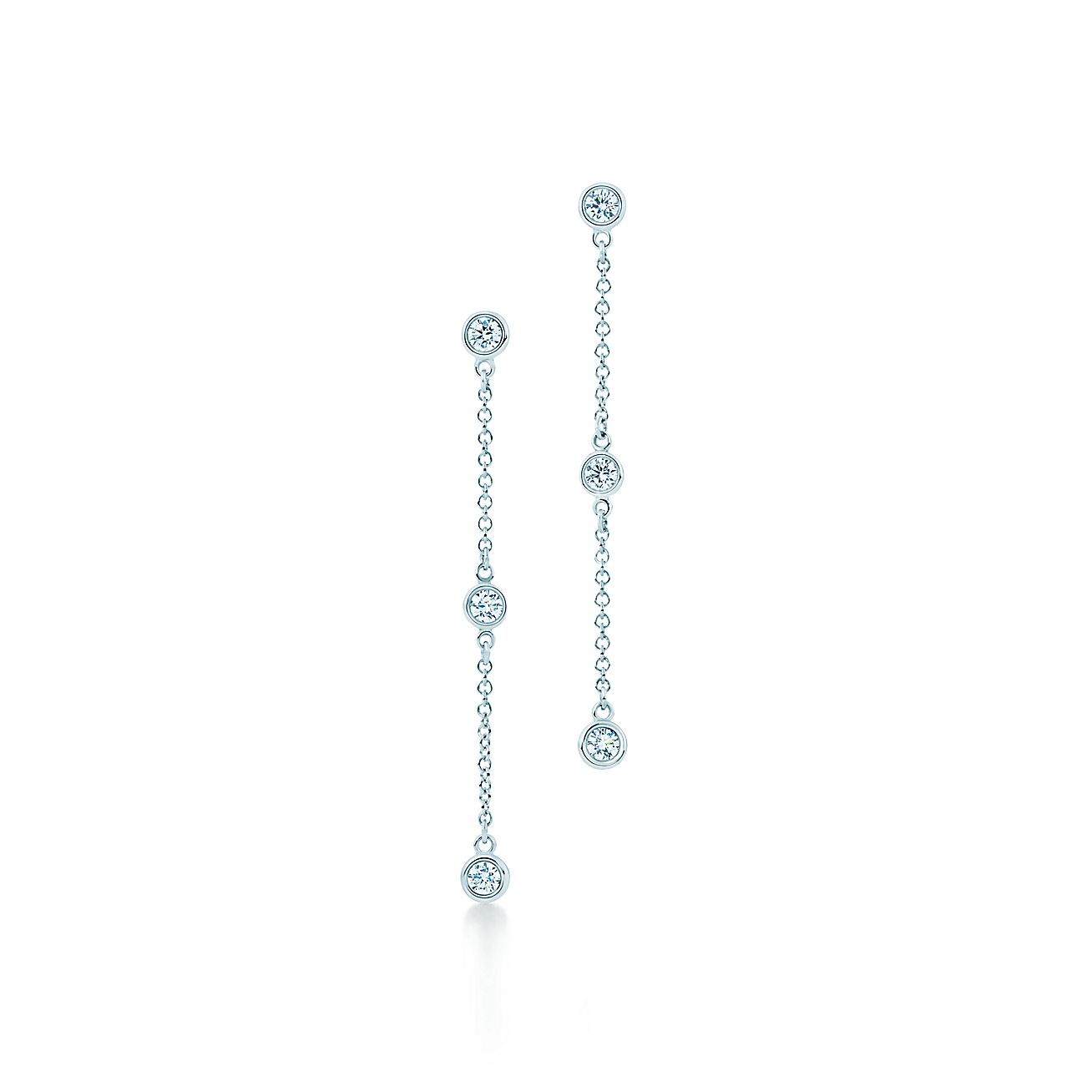ダイヤモンド バイ ザ ヤード ドロップ ピアス プラチナ Tiffany Co