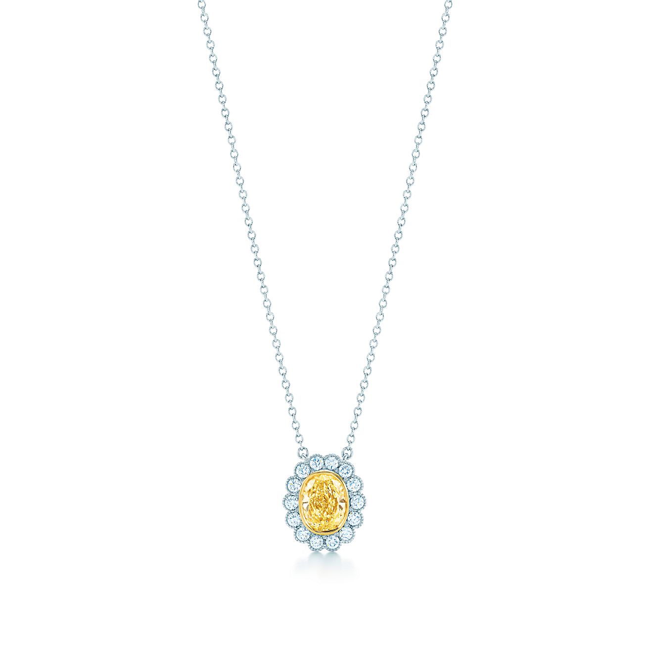ティファニー エンチャント ペンダント オーバル イエロー ダイヤモンド プラチナ 18kゴールド Tiffany Co