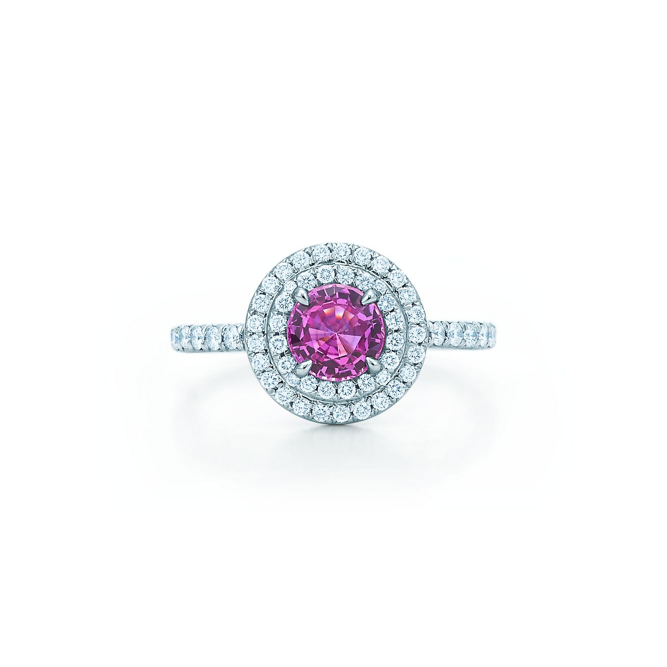 ティファニー ソレスト リング 0 45カラット ピンク サファイヤ ダイヤモンド プラチナ Tiffany Co