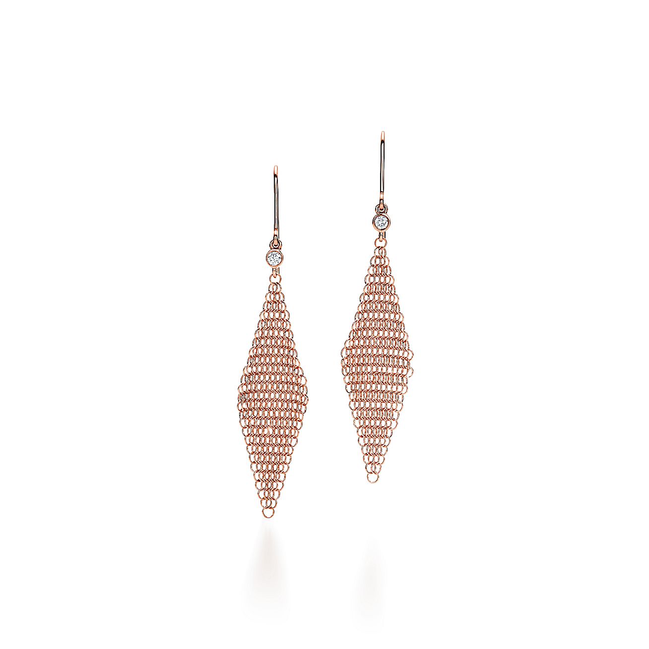 エルサ・ペレッティ メッシュ ピアス（ミニ）ダイヤモンド 18Kローズ 