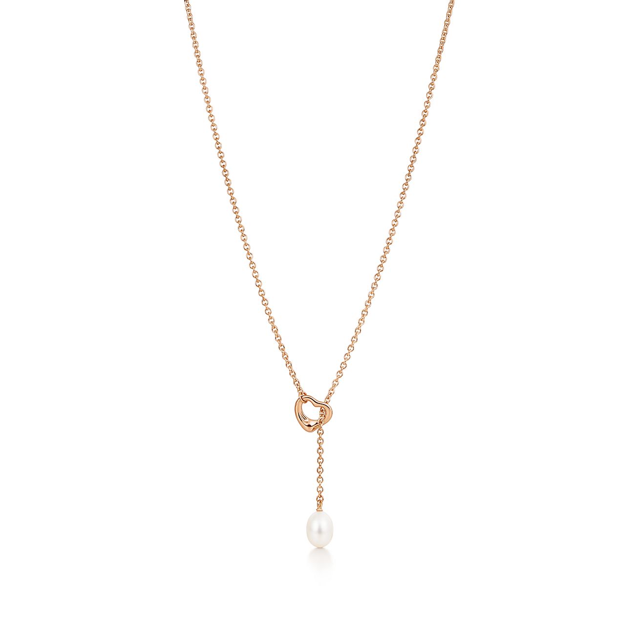 エルサ ペレッティ オープン ハート ラリアット フレッシュウォーター パール 18kローズゴールド Tiffany Co