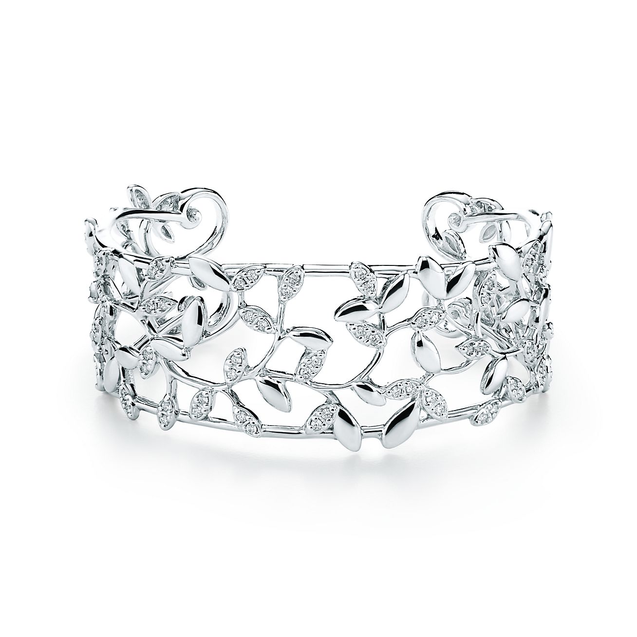 パロマ ピカソ オリーブ リーフ ナロー カフ ミディアム ダイヤモンド 18kホワイトゴールド Tiffany Co パロマ ピカソ オリーブ リーフ ナロー カフ ミディアム ダイヤモンド 18kホワイトゴールド Tiffany Co