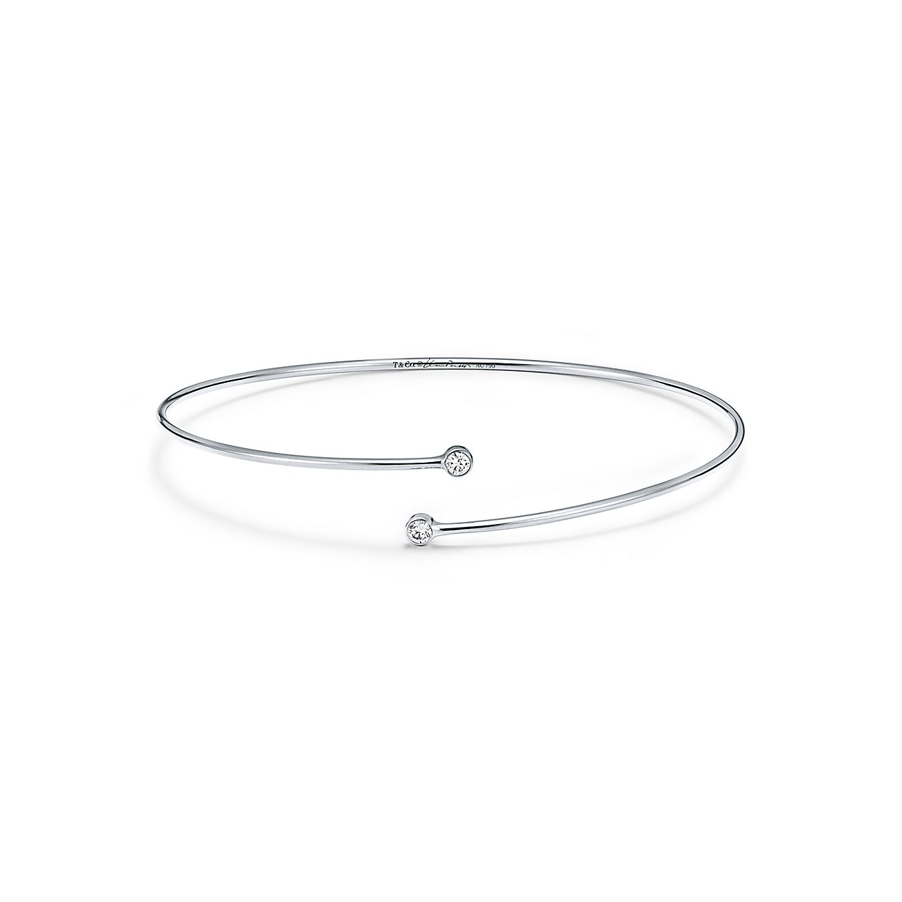 エルサ ペレッティ ダイヤモンド フープ シングルロウ バングル ミディアム ダイヤモンド プラチナ Tiffany Co