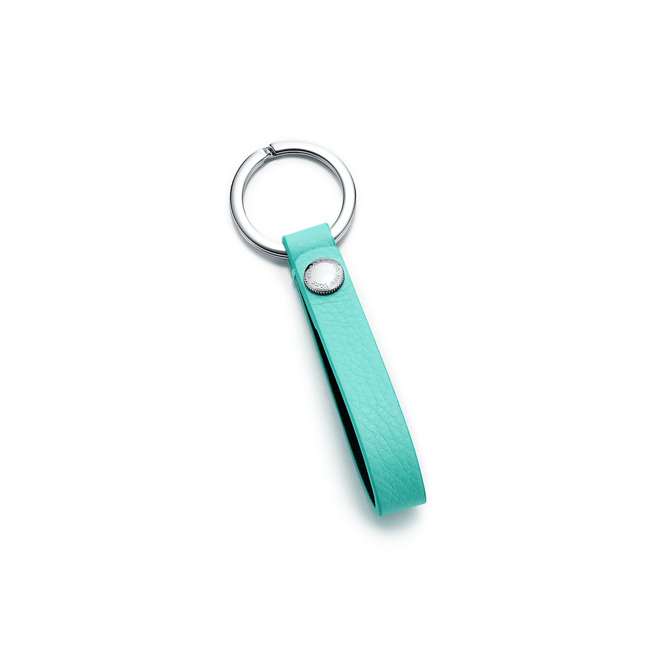 Tiffany Blue 紋理小牛皮壓環鑰匙圈 