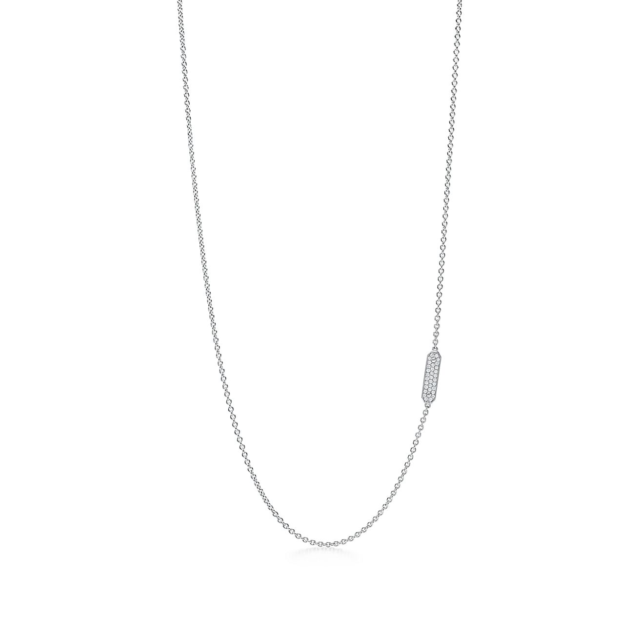 タグ チェーン ネックレス パヴェ ダイヤモンド 18k ホワイトゴールド Tiffany Co