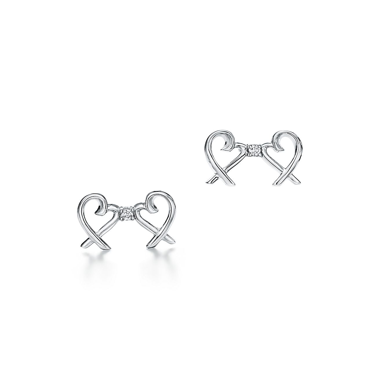 パロマ ピカソ ダブル ラビング ハート ピアス ダイヤモンド スターリングシルバー Tiffany Co パロマ ピカソ ダブル ラビング ハート ピアス ダイヤモンド スターリングシルバー Tiffany Co